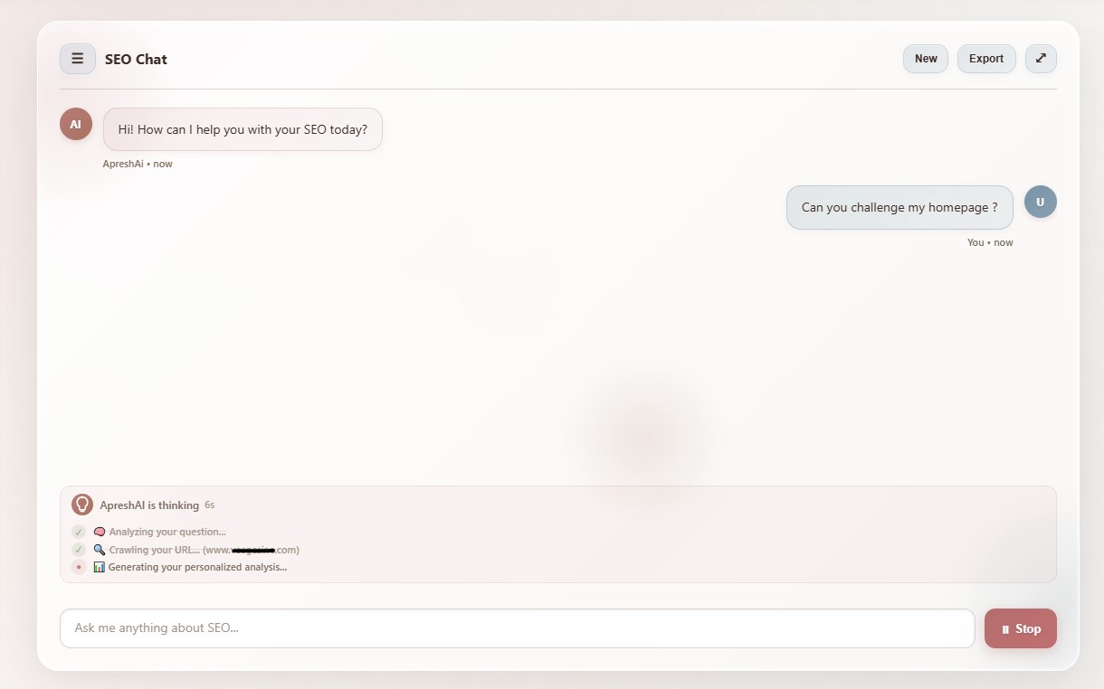 ApreshAI answering crawling questions with personalized SEO recommendations